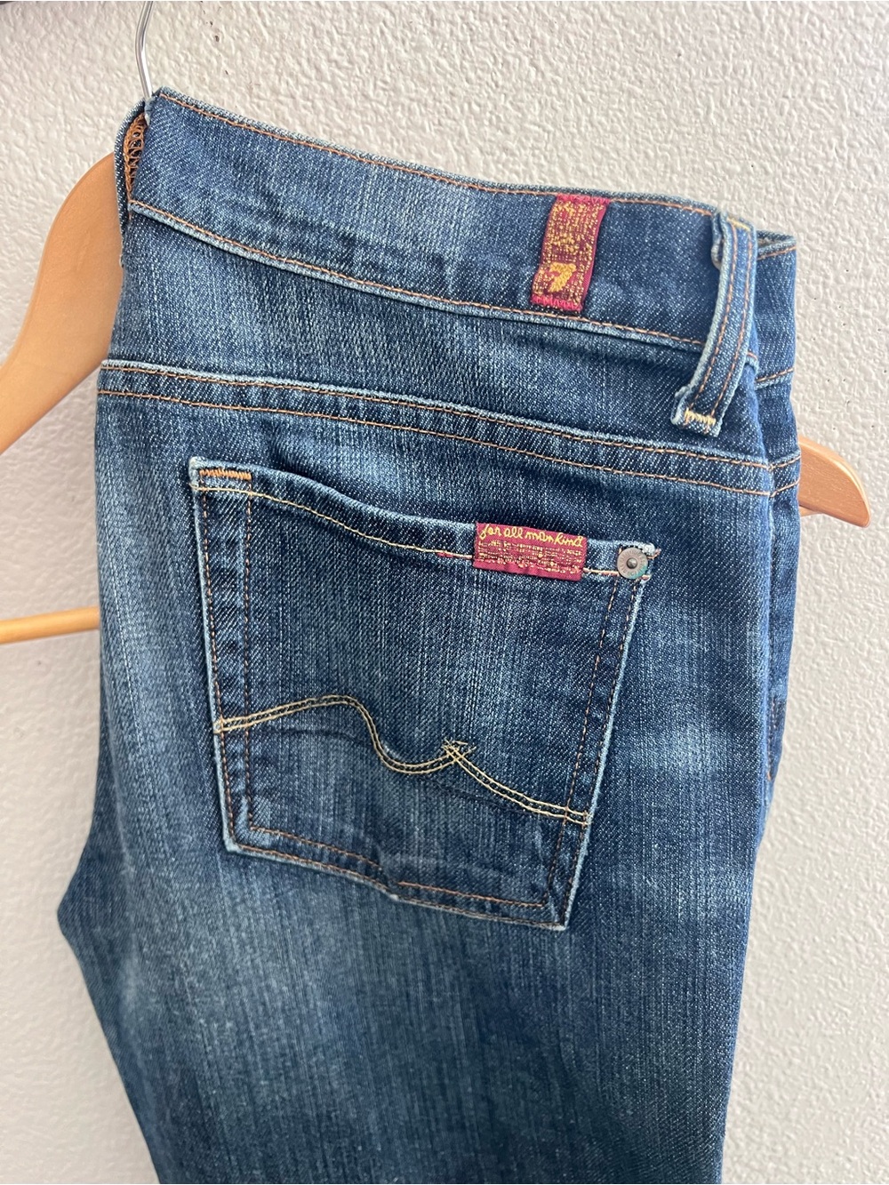7 For All Mankind Dark Blue Straight Leg Jeans